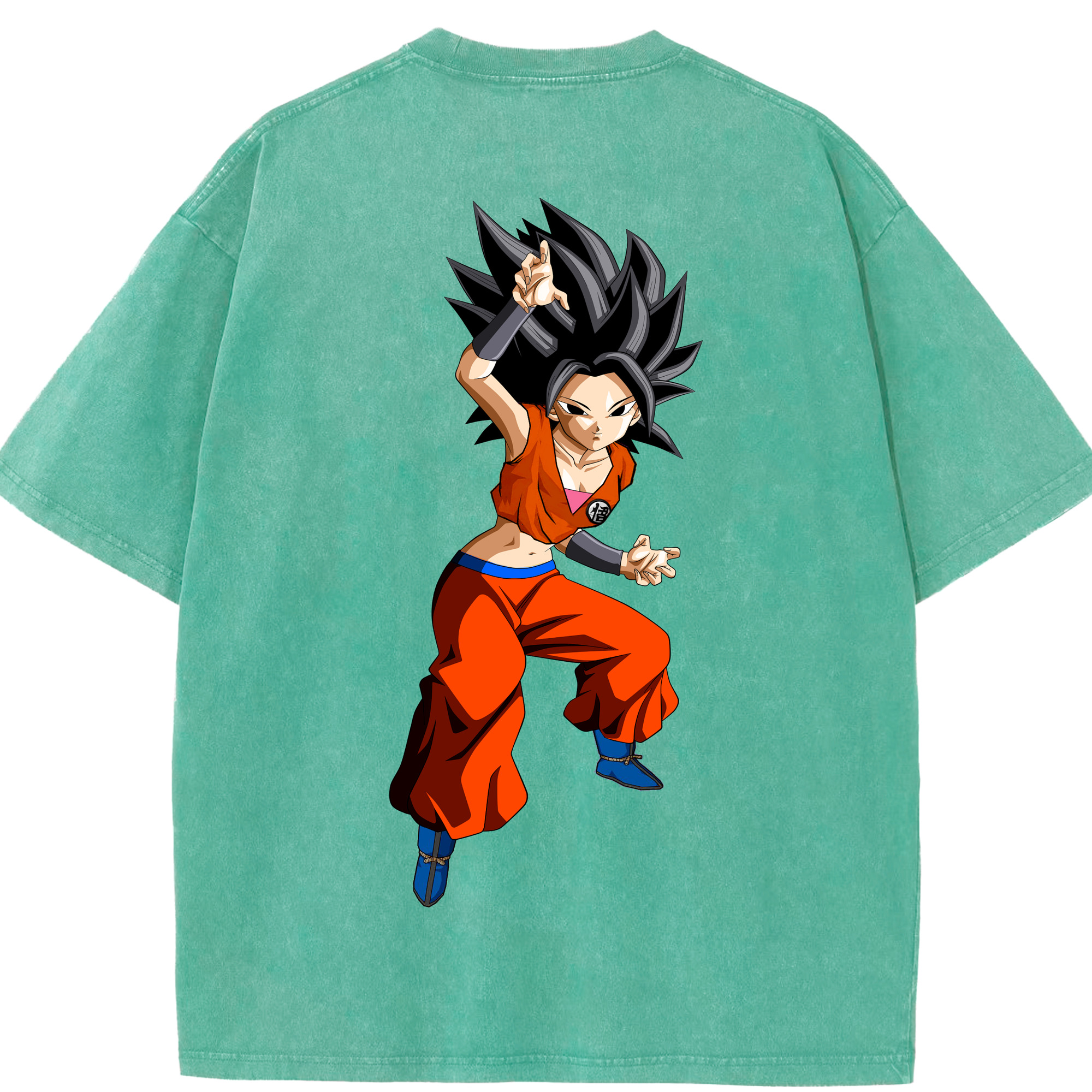 （画像用） ドラゴンボール カリフラ DRAGON BALL Caulifla 綿100% ヴィンテージ風 半袖Tシャツ（背面プリント）